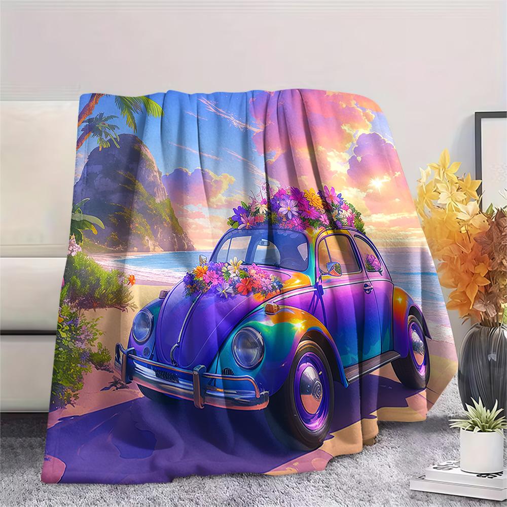 Car Print Flannel Blanket, High quality Comfortable for All Seasons, Home Decor, Warmth and Comfort, Perfect for Christmas Gifts
