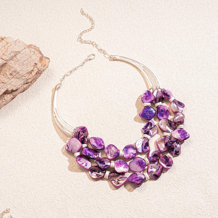 Shell Irregular Geometric Square Three-layer Necklace Personality Exaggeration Fashion Temperament Jewelry