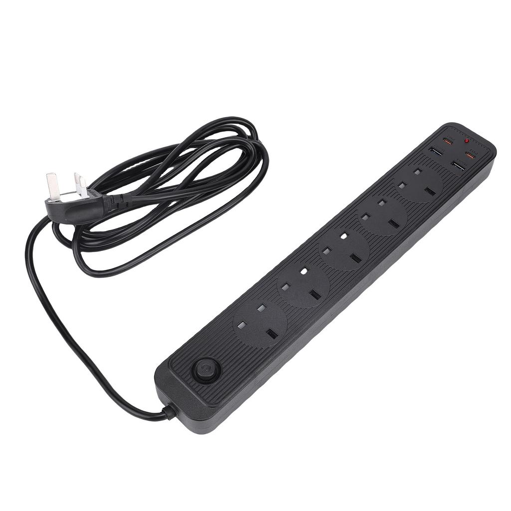 Skjøteledning 13A Multifunksjonell 5 Stikkontakter 2 Type C 2 USB Strømkontaktforlenger for Kjøkken