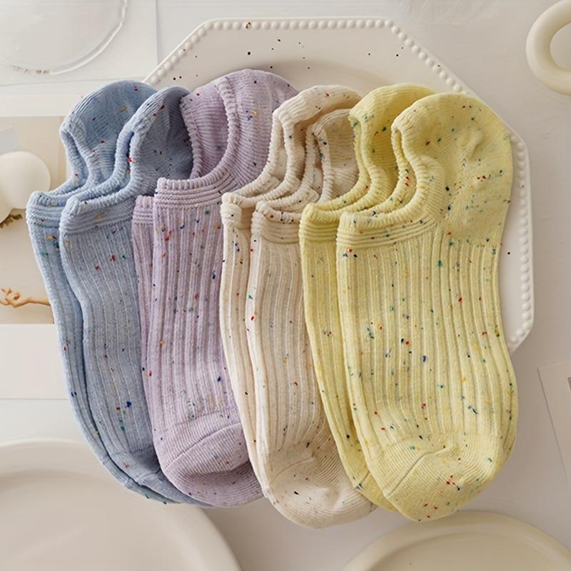 5-Pair Women s Slub Yarn Socks - Thin Summer Design, Low-Cut Invisible Socks, Anti-Slip & Heel-Stay