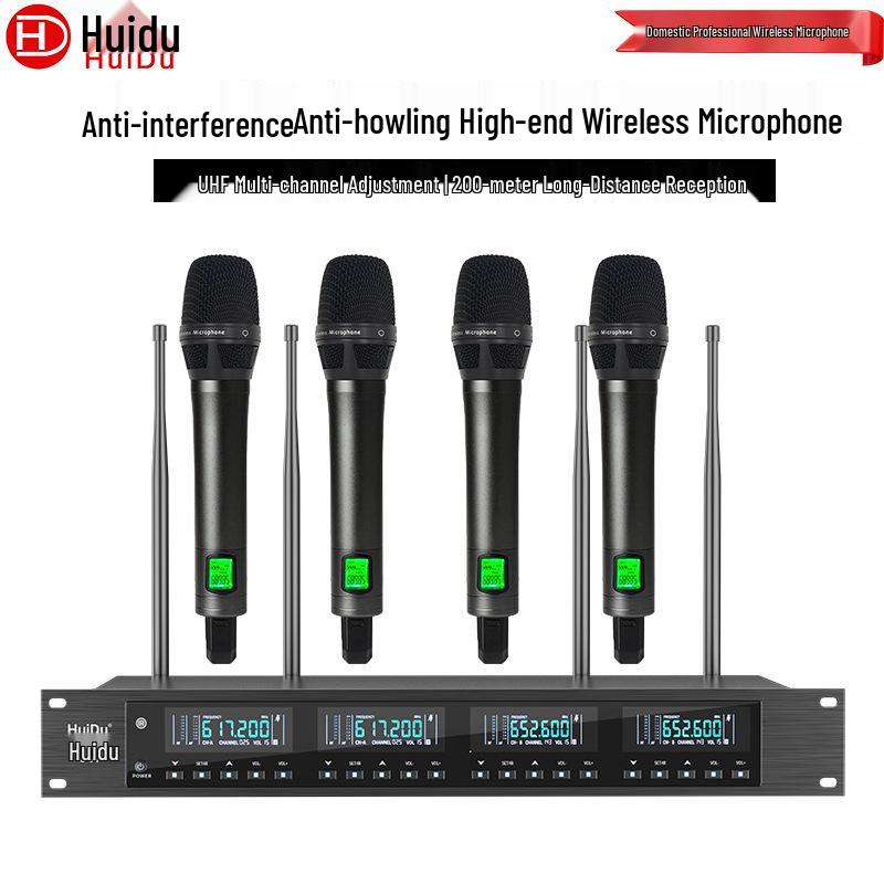 HuiDu U-06 Dual True Diversity Professional Wireless Microphone for Conferences and Singing