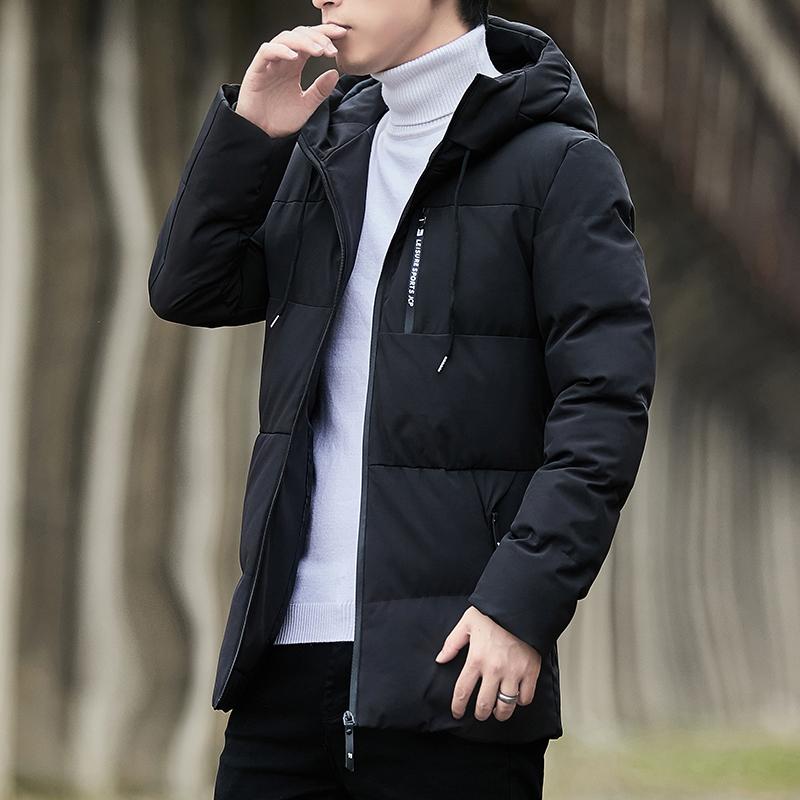 Winter Coat, Korean Version, Winter Thick Cotton Coat, Winter Clothing, Thick Warm Cotton Coat, Youth Mid To Long Length Cotton Coat M чёрный