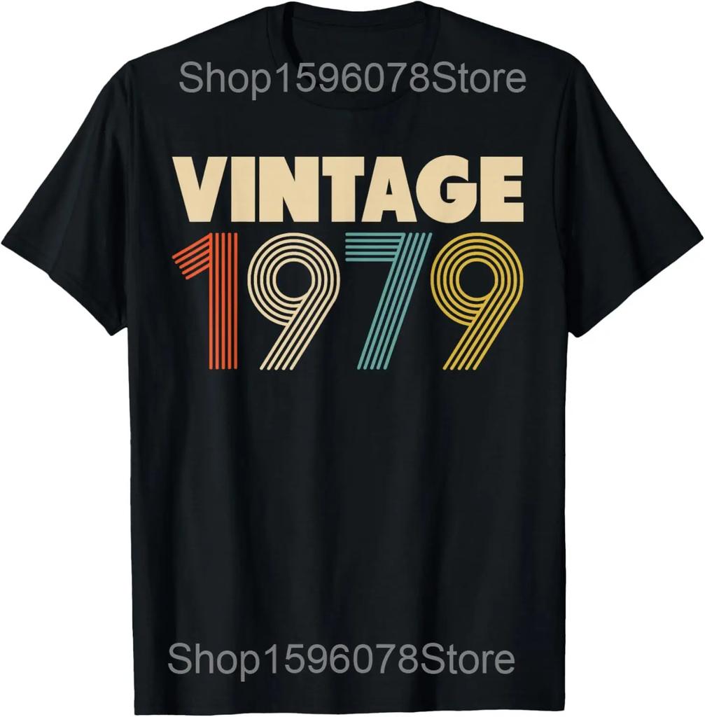 Vintage 46th Birthday 1979 46 Years Old T Shirts Men Women Cotton Humor Streetwear Tee Shirt Short Sleeve Unisex Loose Clothing