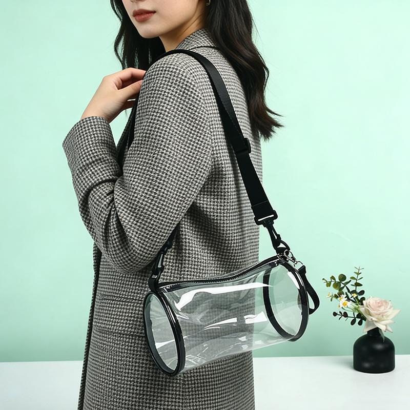 Transparent Laser Crossbody Bag For Women Cylindrical Fashion Mini Shoulder Messenger Bag PVC Jelly Small Tote Bag