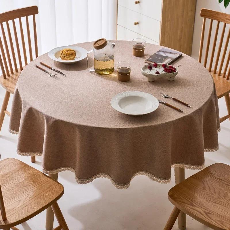 Modern Minimalist Solid Color Round Tablecloth Thickened Multi-color Hanging Ear Tablecloth Options Dust Anti Slip Table Cover