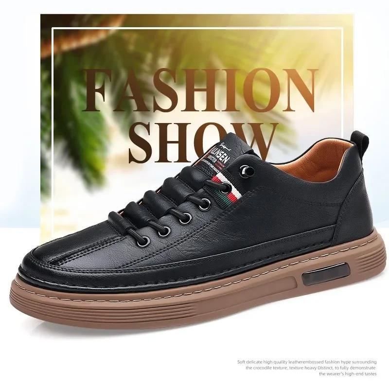 Fashion Men's Genuine Leather Shoes Designer Brand Loafers Casual Sports Moccasins Sneakers For Men Comfortable Fashion Shoes