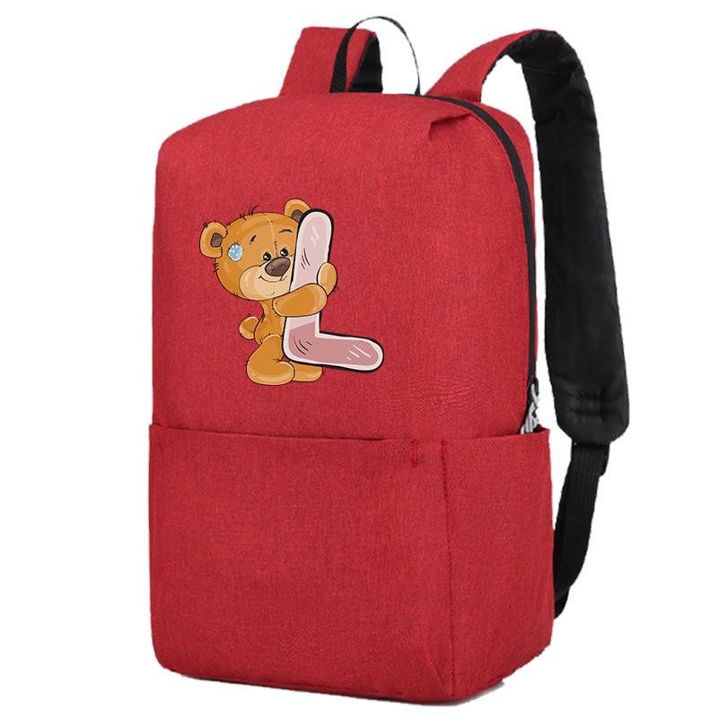 Lovely Little Bear 26 English Letters Backpack Girl School Bag Cosplay Canvas Backpacks Children Kid Bookbag Back To School