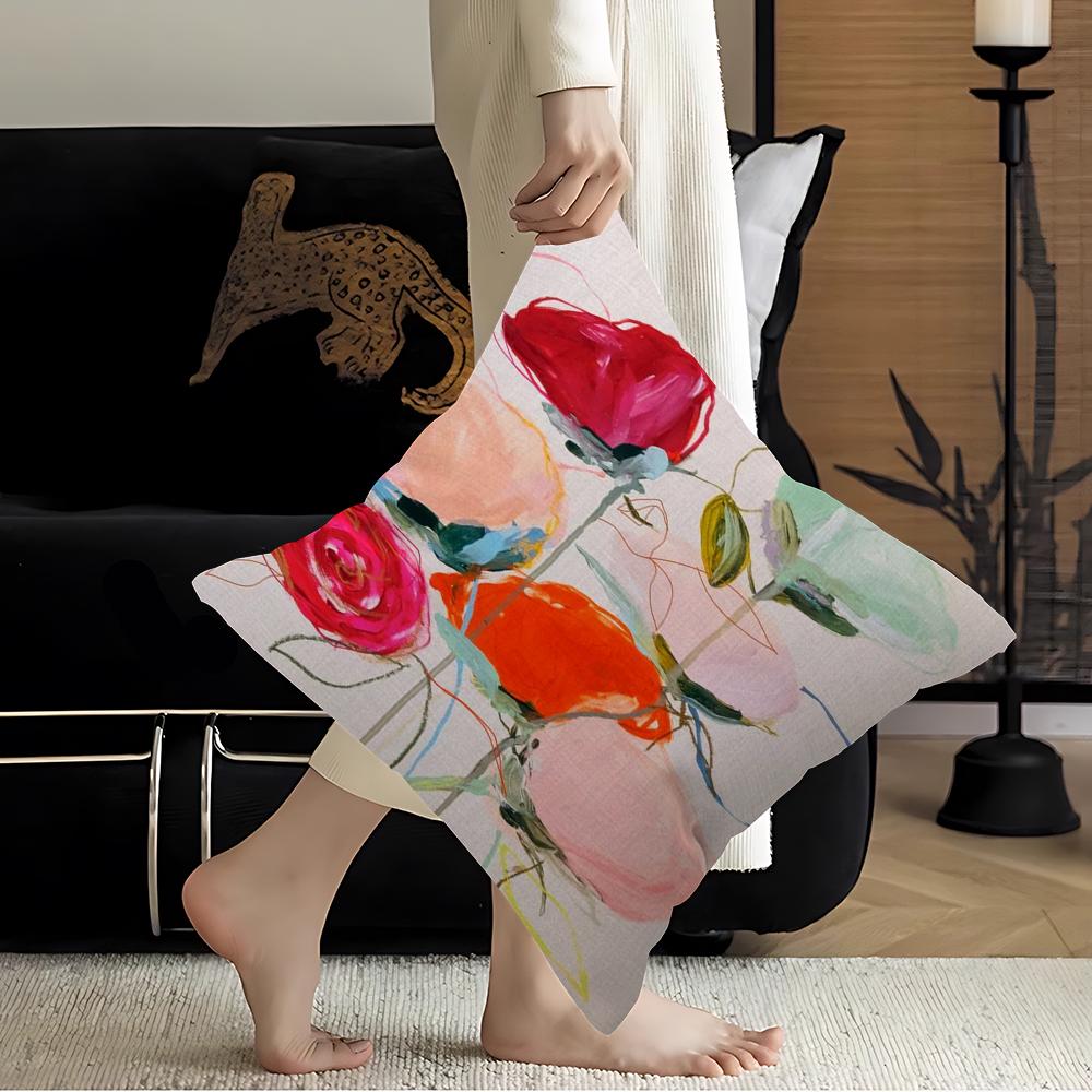 Botanical Oil Painting Art Cushion Cover Pillowcase Upholstery Sofa Throw Pillow Home Decor Pillowcas