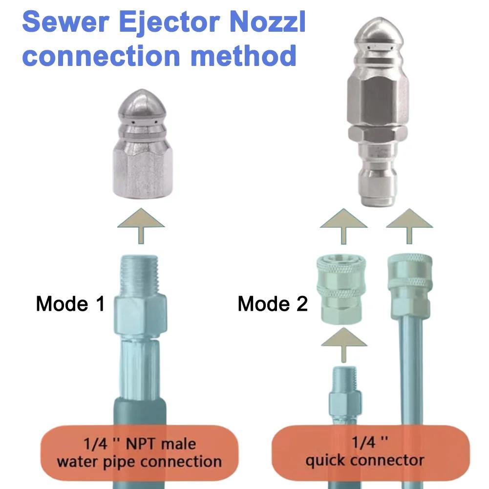 5000 PSI Sewer Jetter Pressure Drain Jetter Hose Nozzle For 1/4 Pressure Washer Sewer Jetter Nozzle Sewer Cleaning Nozzle China Mainland