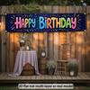 Happy Birthday Party Banner, Multicolor Text Design, Polyester Outdoor Indoor All-Season Yard Fence Home Decoration