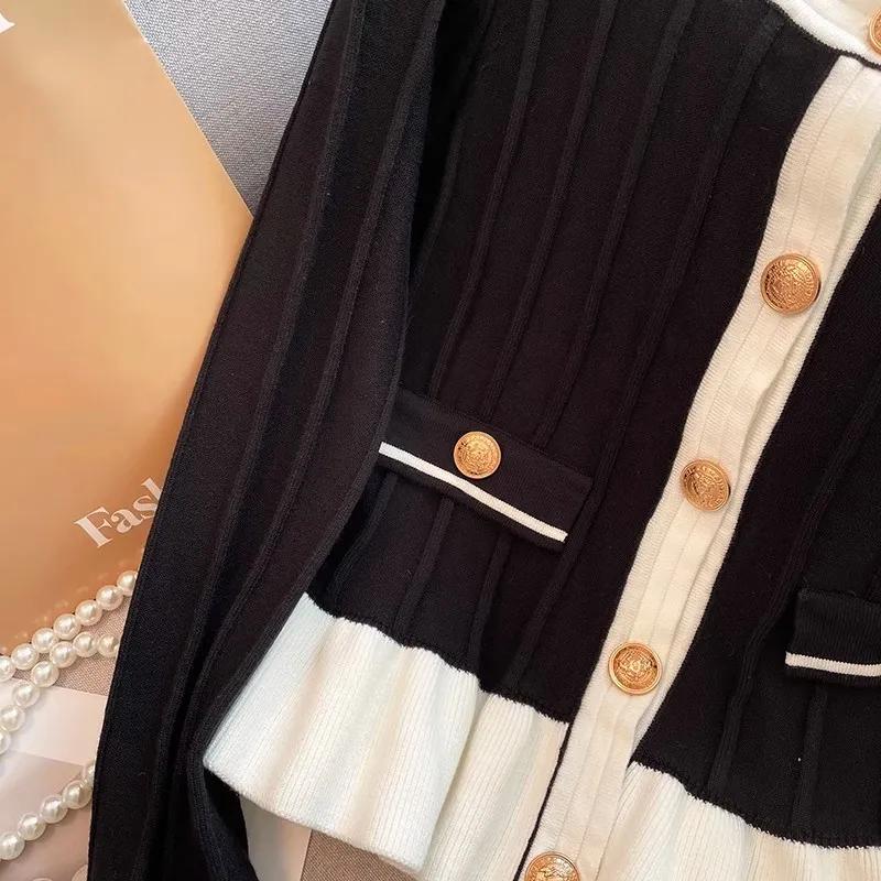 Autumn Winter Women Cardigan Clothing O-neck Flare Sleeve Tunic Sueter Mujer Ruffles Vintage Knitted Sweater Coat