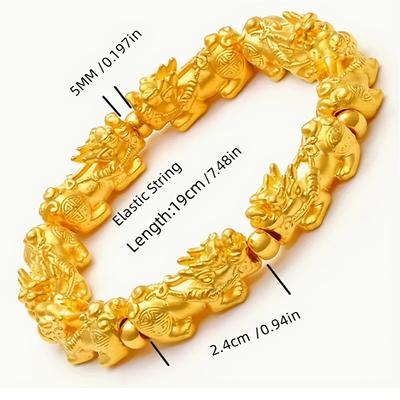 1pc Stylish Golden Alloy For Dad Or Friends Perfect And Fashionable Pixiu Bracelet For Men Cool As A Birthday Gift Metal Bracelet  High Quality