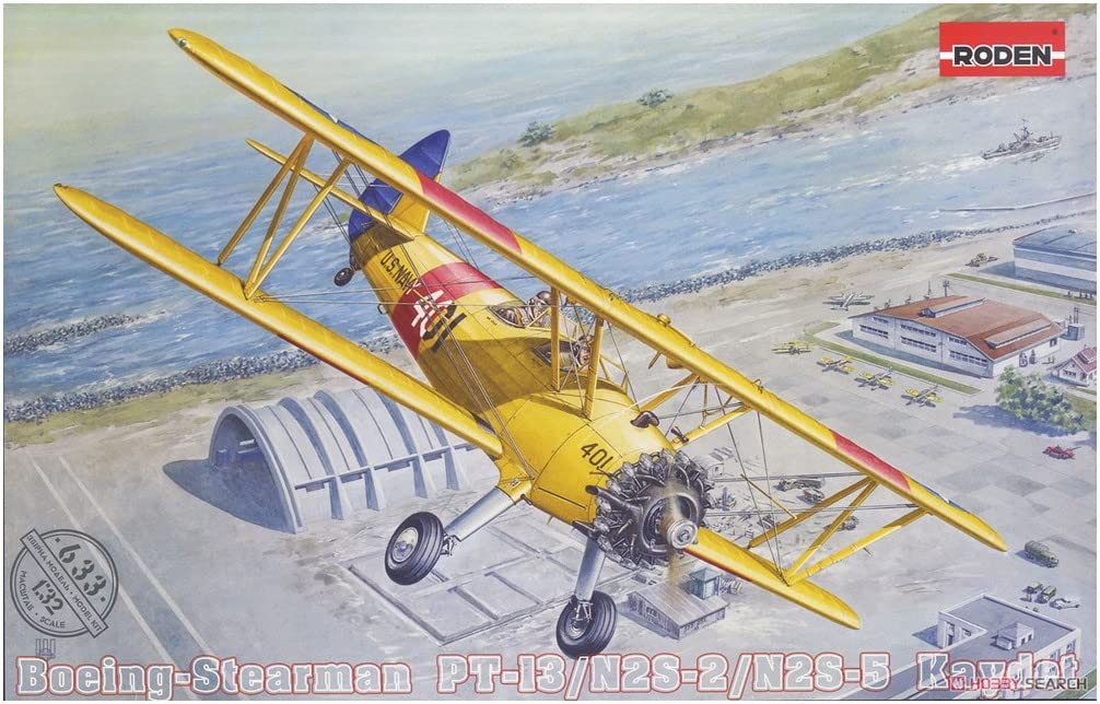 Roden 1/32 scale U.S. Boeing Stearman PT-13 Kadet biplane trainer plastic model kit (RE32633)