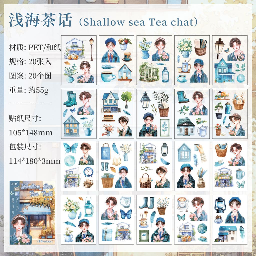Cute Girl PET Sticker Book - 20pcs Cartoon Character Die-Cut Decals for Journal & Scrapbooking