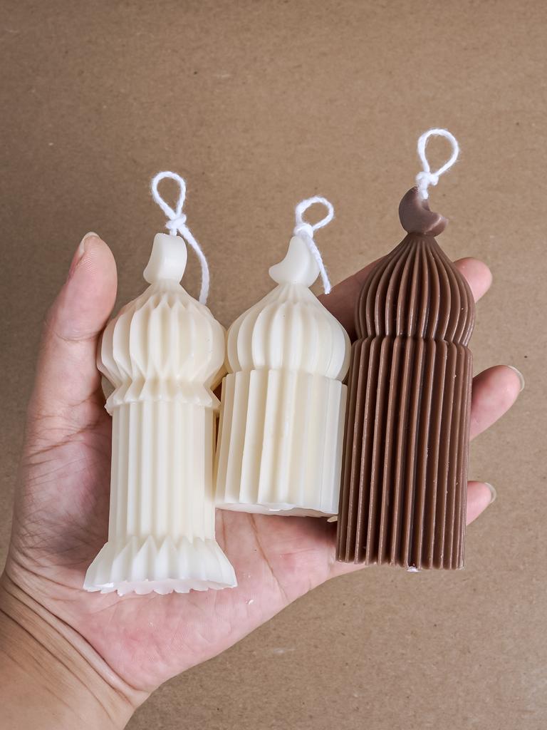 Ramadan Decor Pillar Candle Silicone Mold Islamic Muslim Cylindrical Stripe Candle Mould Soy Wax Molds Eid Mubarak Home Decor