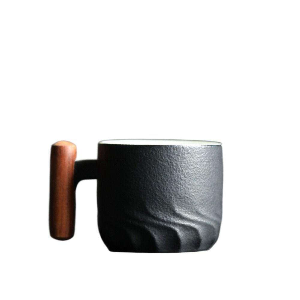 60ml Retro Ceramics Coffee Mug Wood Handle Water Cup Drinkware Tea Cup  Office