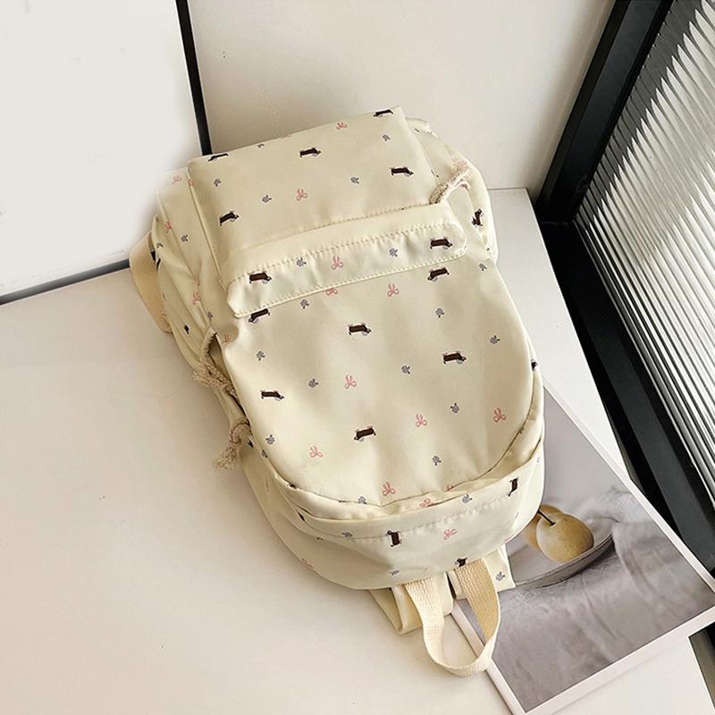 Cute Printed Puppy Dachshund College Style Backpack Student Schoolbag Portable Large Capacity Travel Shoulder Bag