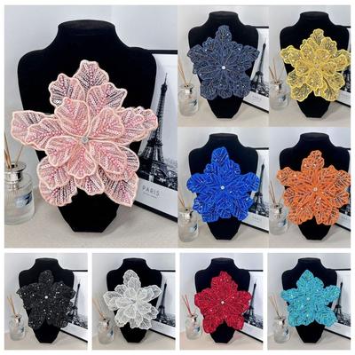 DIY Polyester Fibre Chest Flower Embroidery Colorful Applique Clothing Fabric Multi-layer Sequin Dress Decoration Clothing