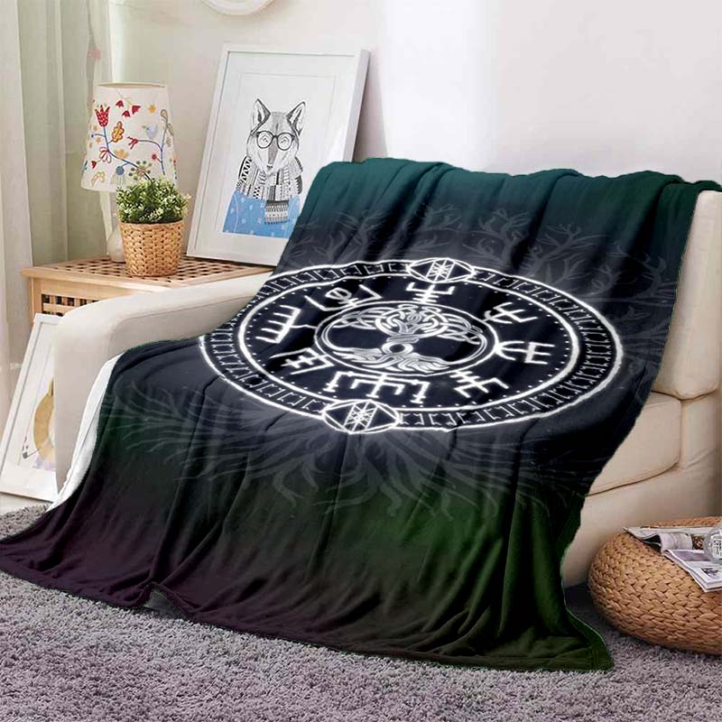new model Viking Norse Rune Symbol Print Flannel Blanket Cozy Warm Throw Sofa Bedroom Present Indoor Home Seasonal Bedding Decor