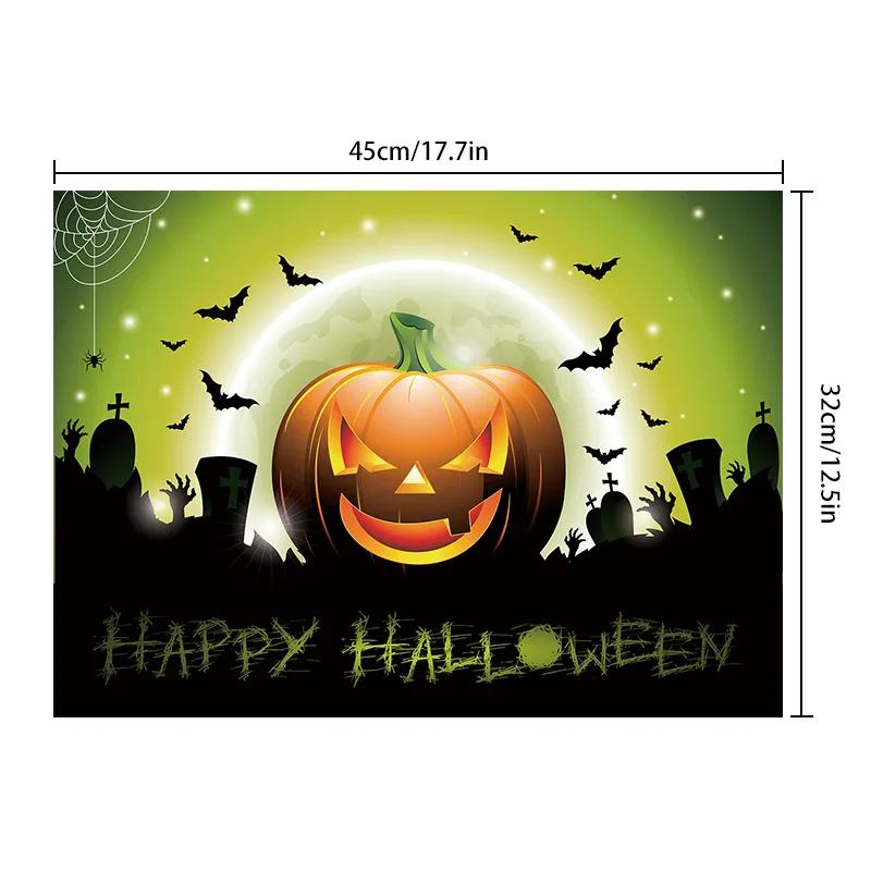 Halloween Heat-Resistant Placemats Festive Home Decor Kitchen Living Room Table Pads Durable Decorative Mats Party Supplies