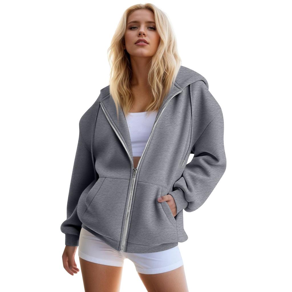 Womens Zip Up Hoodies Oversized Sweatshirts Fall Fashion Outfits Casual Jackets