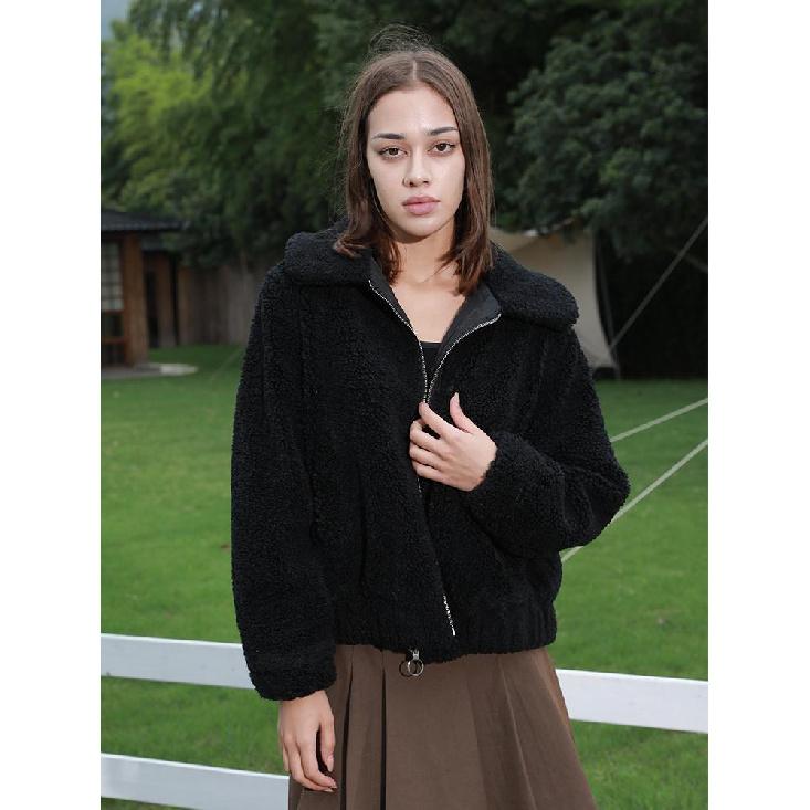 

Гранулированный бархат весна-осень женская модная куртка однотонная куртка XL чёрный