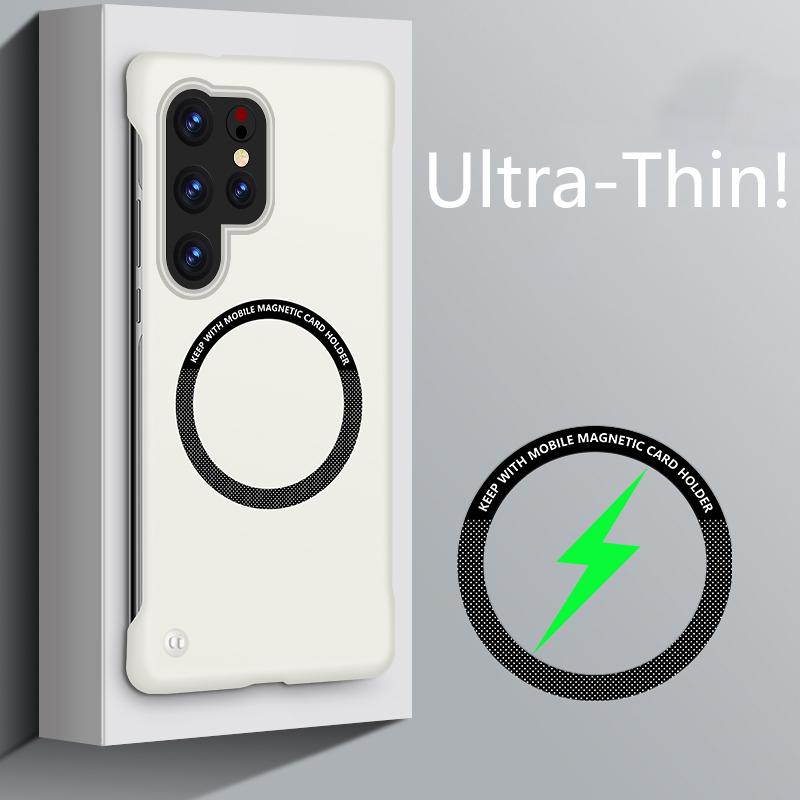 Bezrámový magnetický kryt pro Magsafe bezdrátové nabíjení pro Samsung S24 S23 S22 S21 S20 Plus Ultra FE S10 S9 Nárazuvzdorný PC kryt
