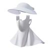 Women Hat with Face Guard Shawl Sun-Proof Breathable Solid Color Design Sun Hat Elastic Large Head Circumference Empty Top Hat