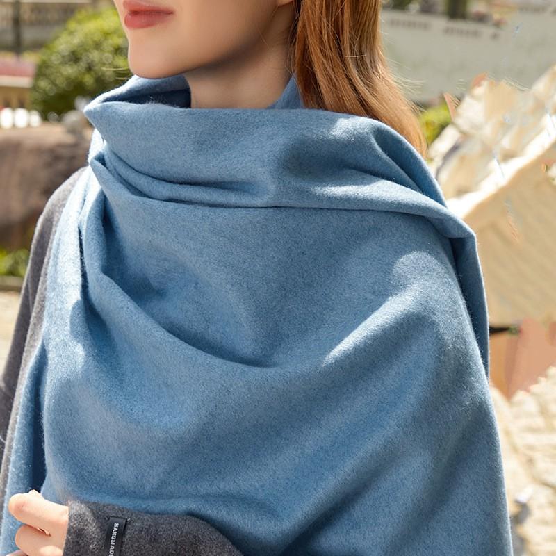 Womens Wool Blend Scarf Winter Warm Shawl Soft Solid Color Knit Wrap With Fringe Korean Style