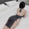 Sexy Lingerie, Backless Deep V Split Silver Chain Shiny Dress Passion Bed Flirting Attack Dress