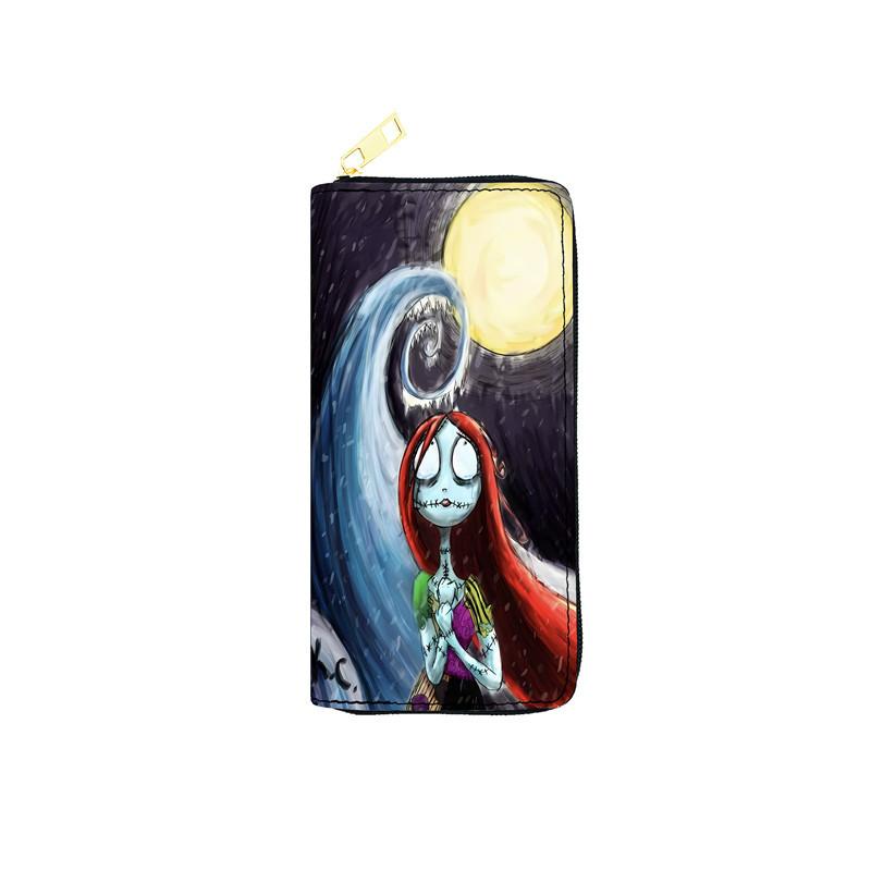 Nightmare Before Christmas PU Leather Long Wallet for Women Zip Clutch Purse Makeup Bag Jack Skellington 3pcs
