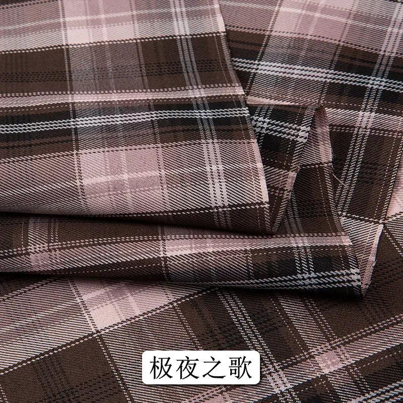 Summer Plaid Fabric Fine Opaque By The Meter for JK Uniform Clothes Dresses Hair Accessories DIY Sewing Cloth Textile Blue Green