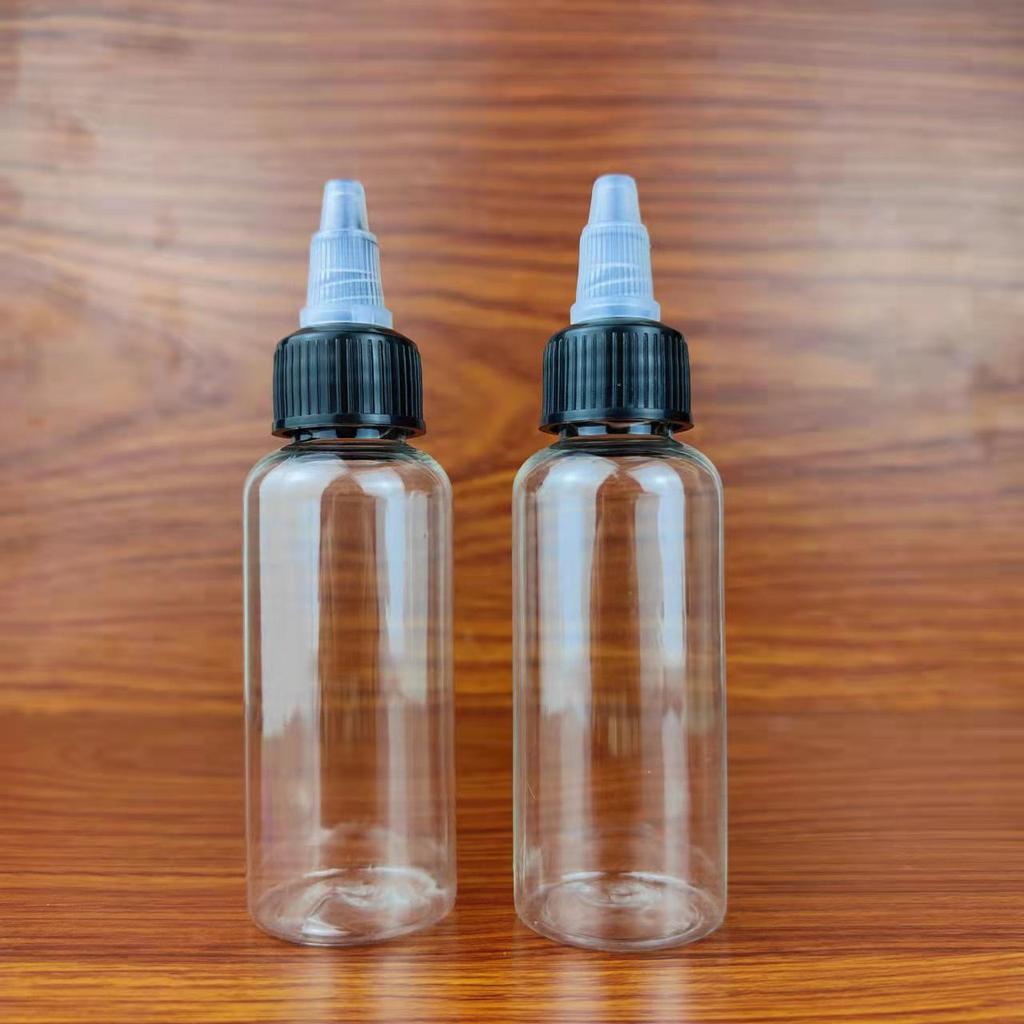 30, 50, 100ml Transparent PET Travel Bottle with Rotary Cap and Nozzle
