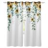 Sunflowers Pattern Design Vintage Beige Print Kitchen Curtain Window Treatment Living Interior Room Office Decor Drape for Kids Home Rest Room