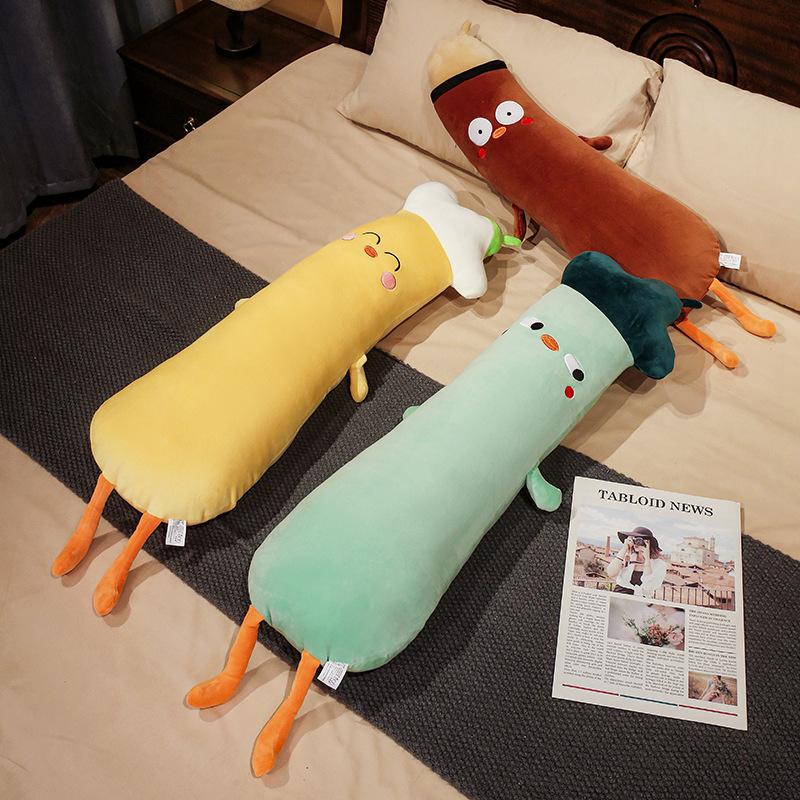 Cartoon Soft Yellow Chick Long Pillow Plush Toy Doll Chick Doll Girl Soothing Puppet Doll