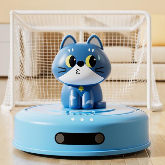 Cat Robotic Vacuum Cleaner Car Toy Inertial Drive Pull Back Cartoon Kitten Sweeper Vehicle Educational Toy Toddlers Boys Girls Gift