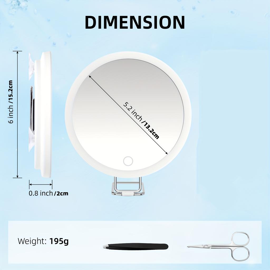 10X-30X LED Lighted Magnifying Makeup Mirror | 6-inch Compact Handheld Travel Mirror | Rechargeable & Hanging Pocket Mirror