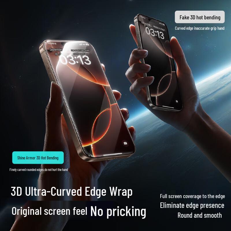 Shinego 3D Curved Tempered Glass Screen Protector with Dust-Free Application Kit