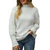 Damen Pullover mit Stehkragen, langen Ärmeln, reine Farbe, flauschig, lockere Passform, Strickpullover, Strickwaren, Blau, S