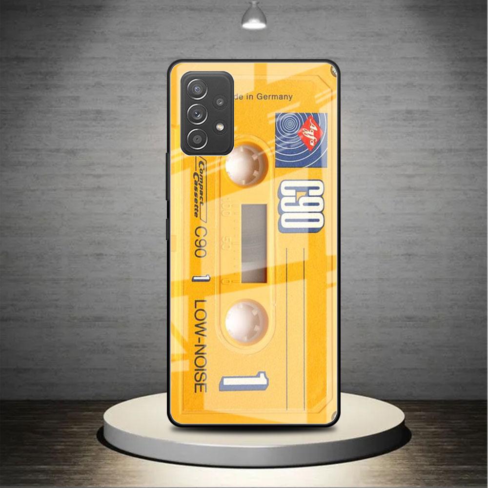 

Стеклянный чехол для Samsung Galaxy A52 A71 A50 A51 A70 A21s A31 A72 A10 A12 A30 A22 5G, чехол для телефона, магнитная кассета с радиолентой Samsung A03