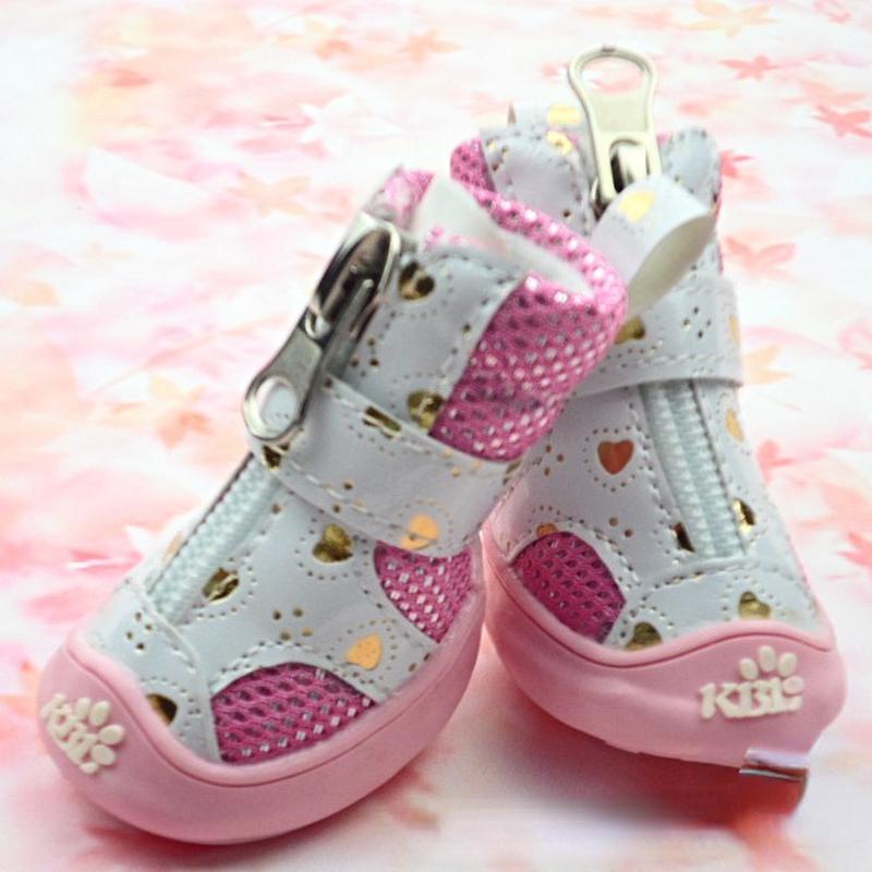 Pantofi respirabili din plasă aurie pentru animale de companie Pantofi pentru câini ursuleț de pluș pantofi pentru câini cu fund anti-alunecare pantofi pentru câini pentru câini de talie mică.