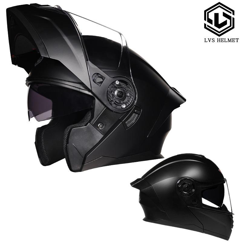 

LVS Helmet Men s and Women s Full Covering Double Lens Uncovering Helmet Bluetooth Personality Summer Half Helmet Four Seasons Electric Vehicle Racing S матовый черный