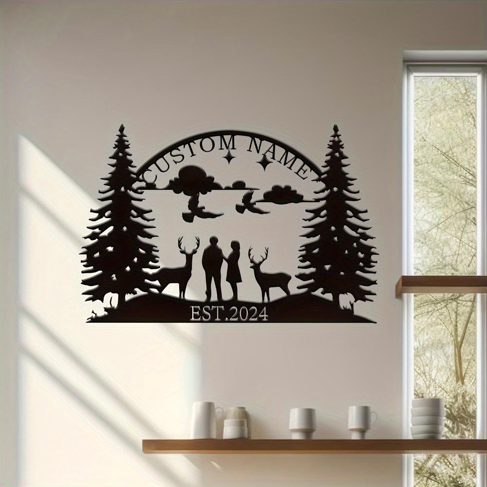 Unique Custom Made Metal Wall Art Elk Trees Design Indoor Outdoor Gift Housewarming