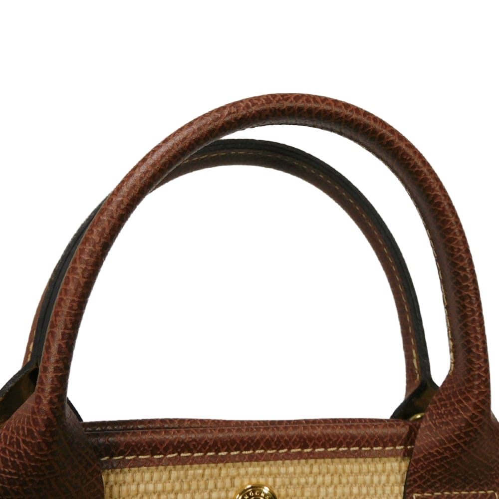 Used 12768 Le Pannier Pliage S 10144HZB035 7922 Canvas Basket Bag 2-Way Shoulder Bag with Hose, Brown, Women's from