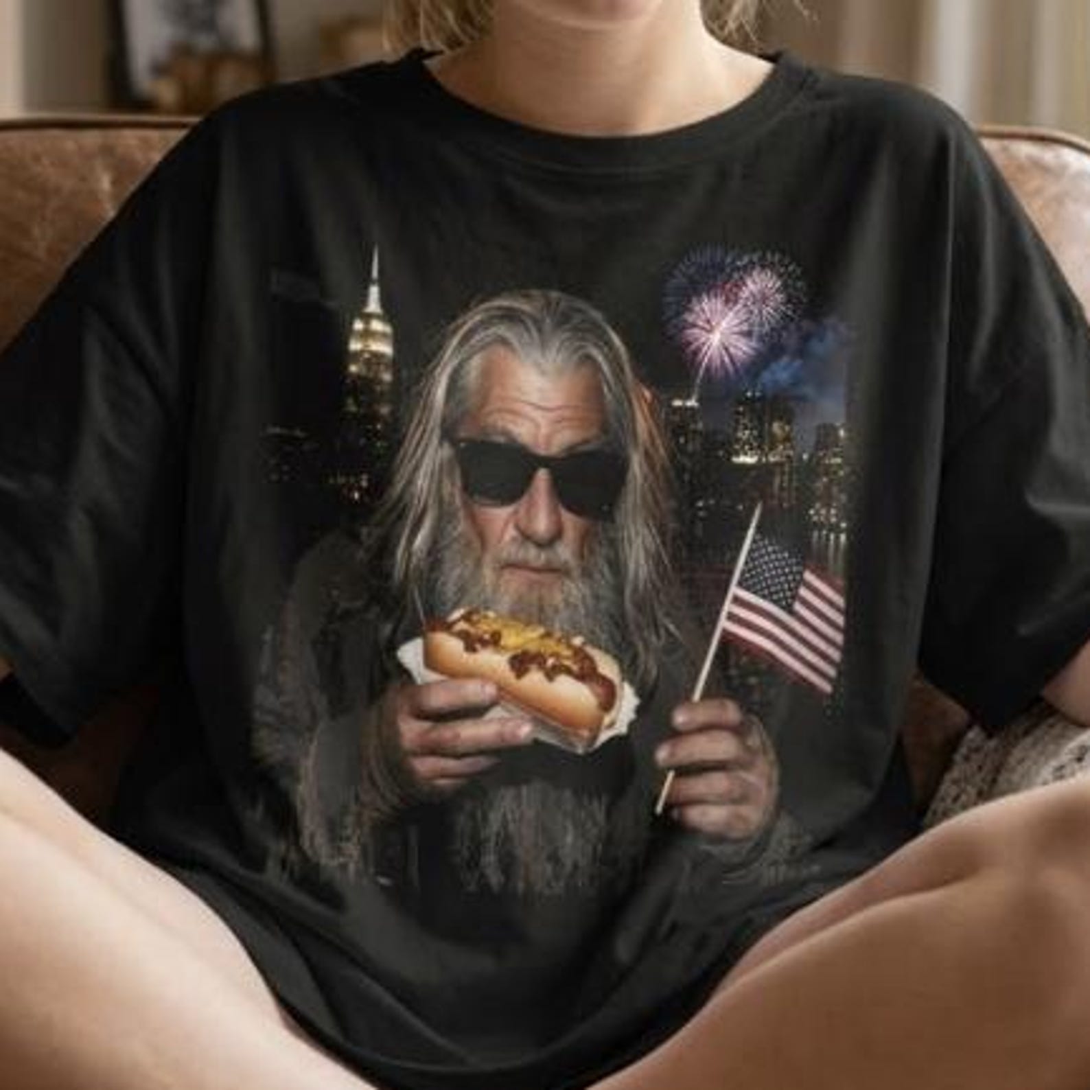 Funny Wizard Hotdog Shirt, Comfort Colors Gandalf Meme Tee, Fantasy Humor Graphic T-Shirt, Unique Geek Gift, Retro Top Tee XL