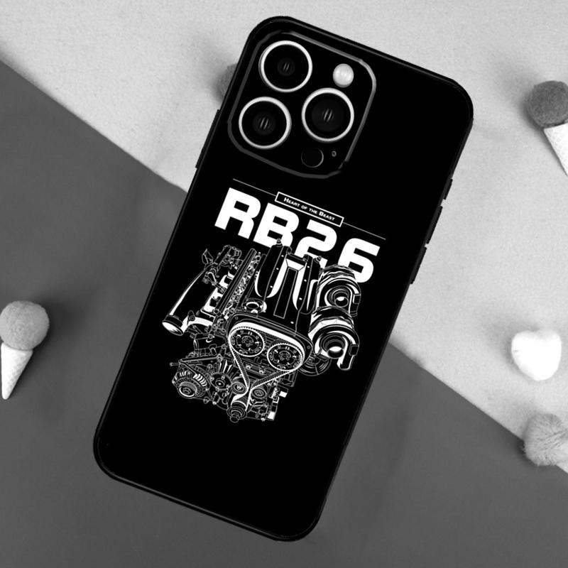 JDM Car RB26 Engine Case For iPhone 16 15 11 13 12 Mini 14 Pro Max XS X XR Plus Soft Back Cover