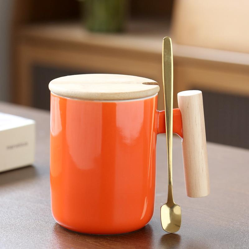 Tazza Creativa Ceramica Retrò Manico in Legno Tazza da Caffè per Ufficio Tazza d'Acqua Souvenir Evento di Apertura