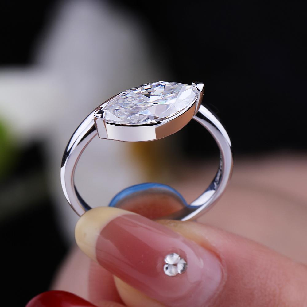 2Carat East West Marquise Cut Moissanite Rings 100% CopperSolitaire Diamond Engagement Ring Wedding Bands Jewelry