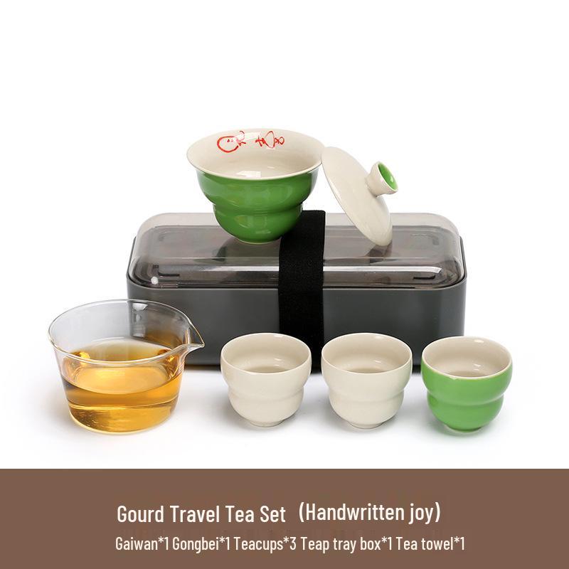 Portable Outdoor Tea Set with Quick-Brew Ceramic Cup, Glass Separator, and Three Cups