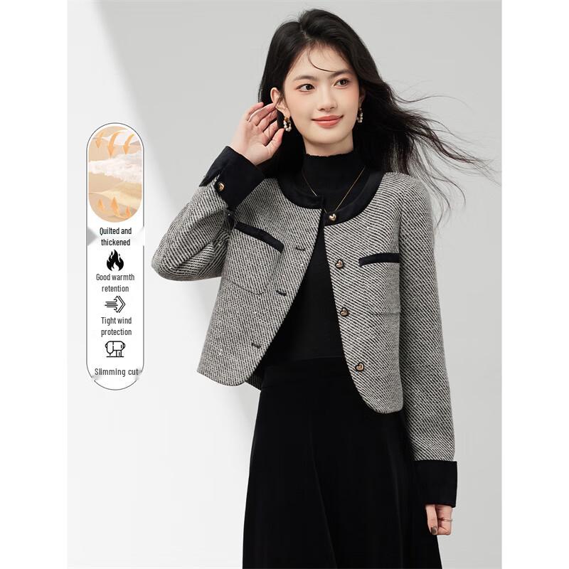 

Women s Elegant Little Fragrance Style Wool Blend Short Coat XL